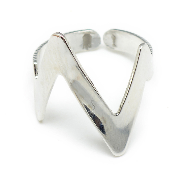 

PandaHall Initial Letter N Open Ring, Iron Cuff Ring for Women, Stainless Steel Color, US Size 4 1/4(15mm) Iron
