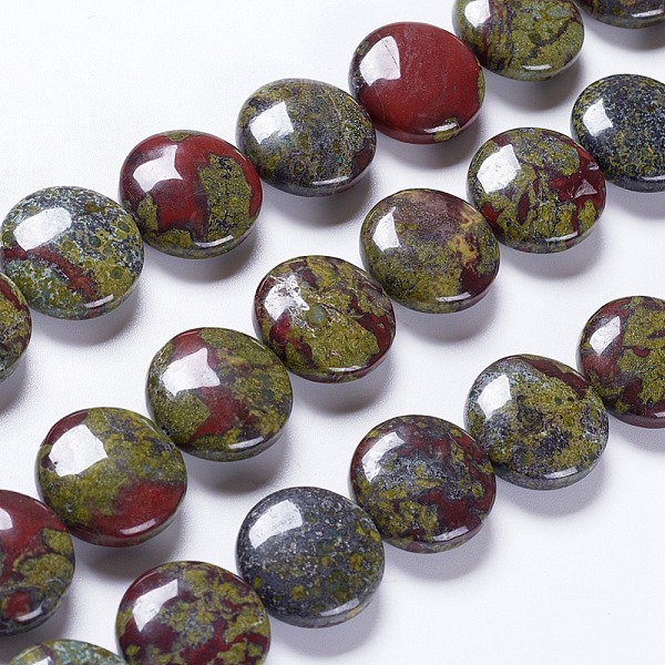 

PandaHall Natural Dragon Blood Beads Strands, Flat Round, 20x7~8mm, Hole: 1mm, about 20pcs/strand, 15.7 inch Dragon Blood Flat Round