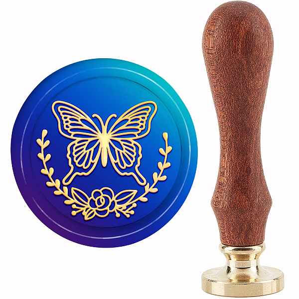 

PandaHall Brass Wax Seal Stamp with Handle, for DIY Scrapbooking, Butterfly Pattern, 89x30mm Brass Butterfly