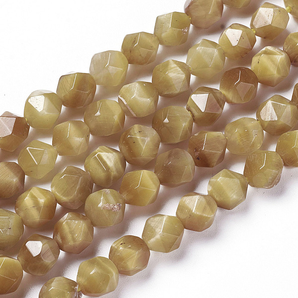 

PandaHall Natural Tiger Eye Beads Strands, Dyed & Heated, Faceted Star Cut Beads, Dark Khaki, 7~8mm, Hole: 1mm, about 47~48pcs/strand, 15.2..., Yellow