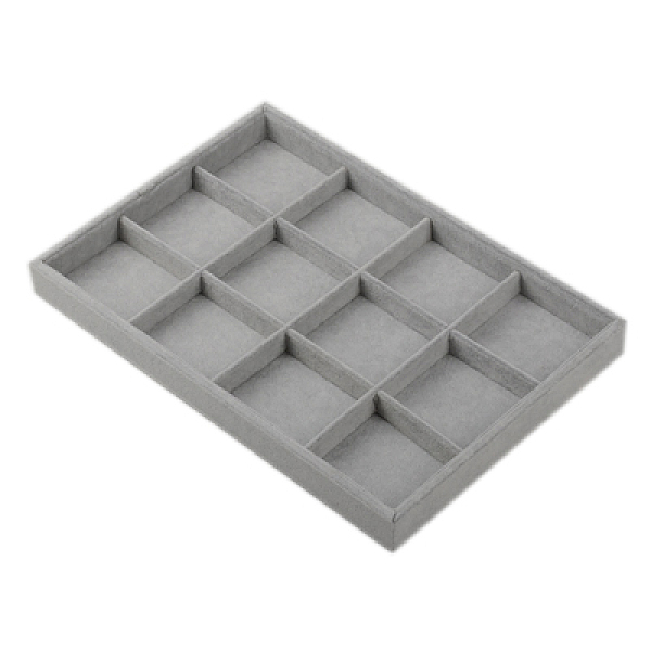 

PandaHall Jewelry Display Trays, Velvet and Wood, Cuboid, Silver, 350x240x30mm Velvet Silver