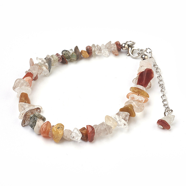 Natural Rutilated Quartz Chip Beads Anklets