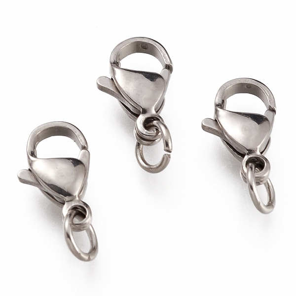 

PandaHall 304 Stainless Steel Lobster Claw Clasps, With Jump Ring, Stainless Steel Color, 12x7x3.5mm, Hole: 3mm, Jump Ring: 5x0.6mm 304...