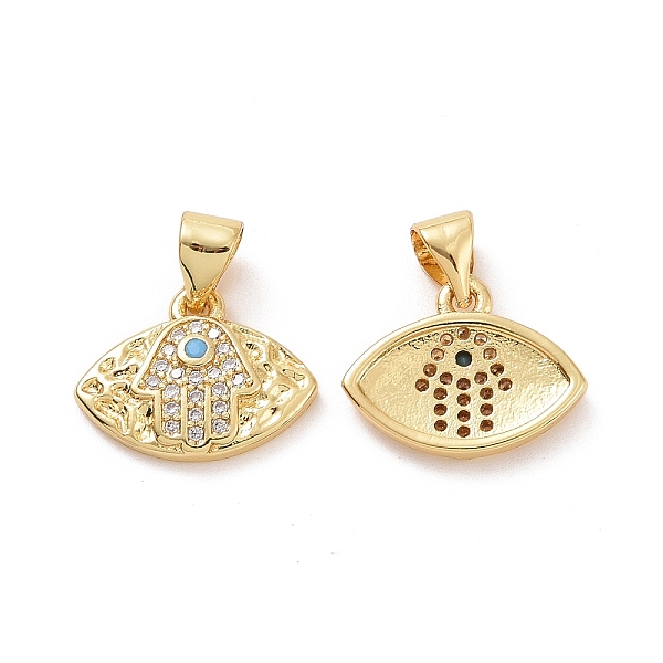 

PandaHall Brass Micro Pave Cubic Zirconia Pendants, Horse Eye with Hamsa Hand Charms, Golden, 11.5x15x2.5mm, Hole: 3.5x4mm Brass+Cubic..., Clear