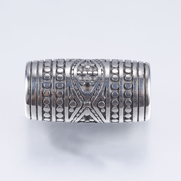 

PandaHall 304 Stainless Steel Tube Beads, Large Hole Beads, Antique Silver, 24x12mm, Hole: 8.5mm 304 Stainless Steel Column