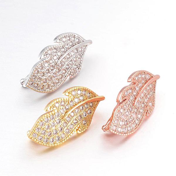 

PandaHall Leaf Brass Micro Pave Cubic Zirconia Enhancer Shortener Bails, Hinged Pendant Bails, with Loop, Nickel Free & Lead Free, Mixed...