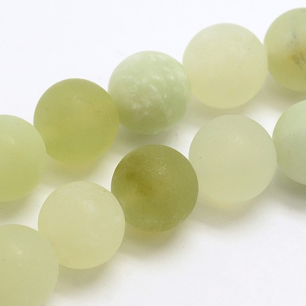 

PandaHall Natural New Jade Stone Frosted Round Bead Strands, 6mm, Hole: 1mm, about 65pcs/strand, 15.0 inch New Jade Round