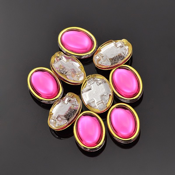 

PandaHall Sew on Taiwan Acrylic, Multi-strand Links, Garment Accessories, Oval, Fuchsia, 13x11x7mm, Hole: 1mm Acrylic Rhinestone Oval Pink