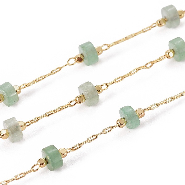 

PandaHall Handmade Natural Green Aventurine Beaded Chains, with Brass Chains, with Spool, Long-Lasting Plated, Soldered, Golden, 5.5~6mm...