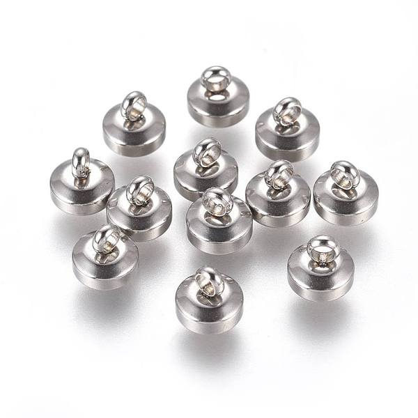 

PandaHall 201 Stainless Steel Bead Cap Bails, Flat Round, Stainless Steel Color, 6x6mm, Hole: 2mm 201 Stainless Steel