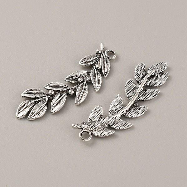 

PandaHall Tibetan Style Alloy Pendants, Leafy Branch Charms, Olive Branch, Antique Silver, 52x15.5x3mm, Hole: 3mm Alloy Branch