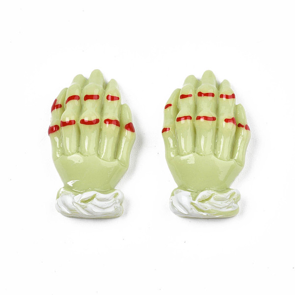 

PandaHall Opaque Resin Cabochons, Halloween Style, Evil Hand, Yellow Green, 29x17x9mm Resin Palm