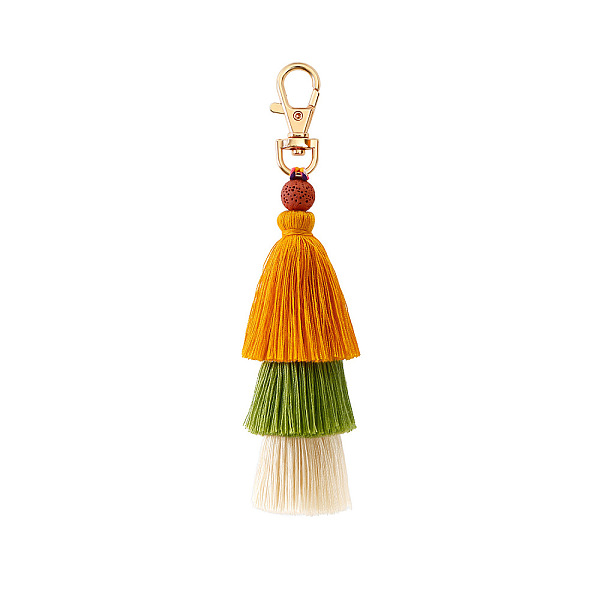 

PandaHall Cotton Tassels Pendant Decorations, with Alloy Findings, Orange, 14.8x4.5cm Cotton Orange