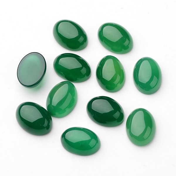 

PandaHall Grade A Natural Green Agate Oval Cabochons, Dyed, Dark Green, 18x13x8mm Natural Agate Oval Green
