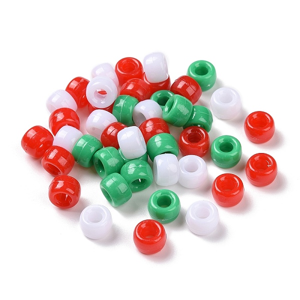 

PandaHall Christmas Theme Opaque Acrylic Beads, Rondelle, Mixed Color, 9x6x6mm, Hole: 3.7mm, about 1900pcs/500g Acrylic Rondelle Multicolor