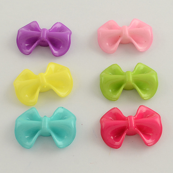 

PandaHall Opaque Acrylic Bowknot Cabochons, Mixed Color, 24x31x8mm, about 340pcs/500g Acrylic Bowknot Multicolor