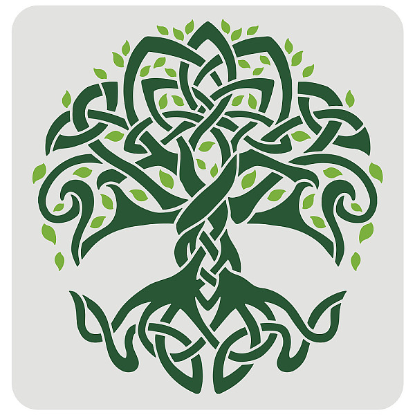 PandaHall FINGERINSPIRE Celtic Tree of Life Stencil, 30x30cm Traditional Irish Tree Design Stencils Template Washable Reusable Mylar DIY Art...