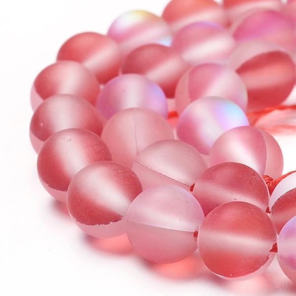 

PandaHall Synthetic Moonstone Beads Strands, Holographic Beads, Dyed, Frosted, Round, Red, 8mm, Hole: 1mm, about 45~47pcs/strand, 14~15 inch...