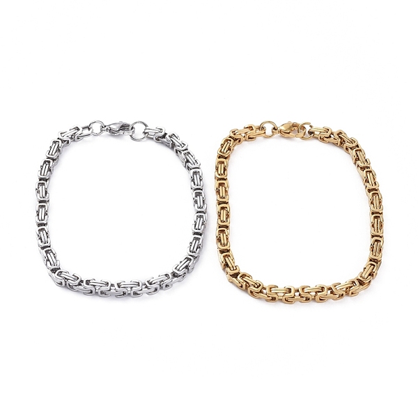 

PandaHall Unisex 201 Stainless Steel Byzantine Chain Bracelets, with Lobster Claw Clasps, Mixed Color, 8 inch(20.3cm), 4mm 201 Stainless...