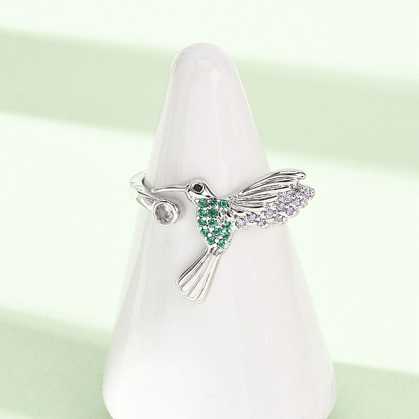 Bagues ouvertes en laiton avec micro pavé de zircones cubiques pour femmes