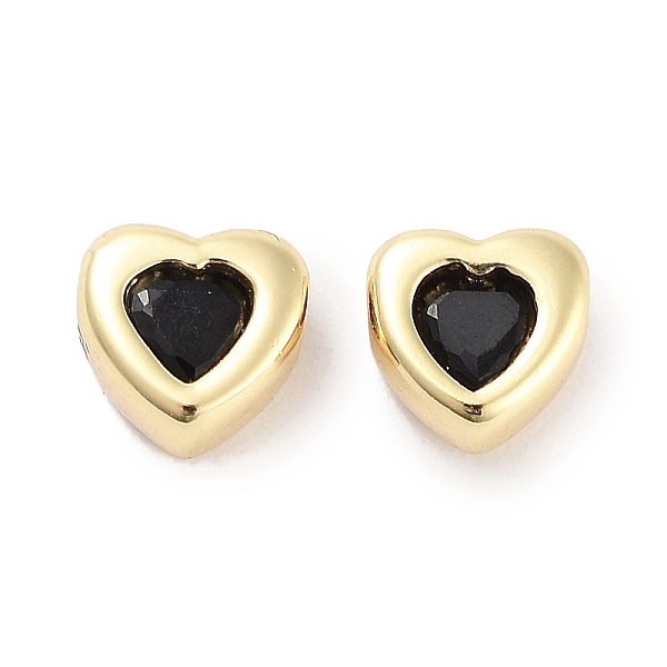 

PandaHall Brass Micro Pave Cubic Zirconia Beads, Real 18K Gold Plated, Heart, Black, 5.5x5.5x3.5mm, Hole: 1mm Brass+Cubic Zirconia Heart...