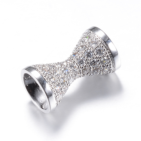 

PandaHall Brass Micro Pave Cubic Zirconia Beads, Sand Glass Shape, Platinum, 17x9mm, Hole: 1.5mm Brass+Cubic Zirconia Others