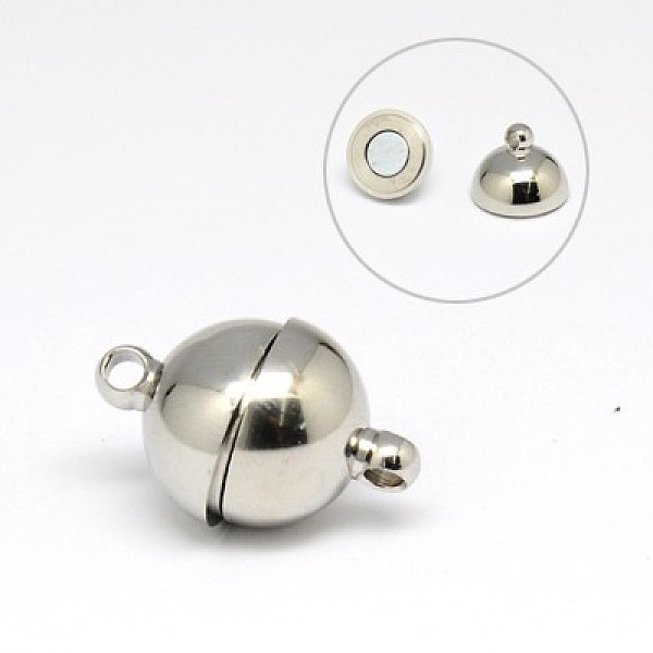 

PandaHall 304 Stainless Steel Magnetic Clasps, Round, Stainless Steel Color, 21x14mm, Hole: 2mm 304 Stainless Steel Round