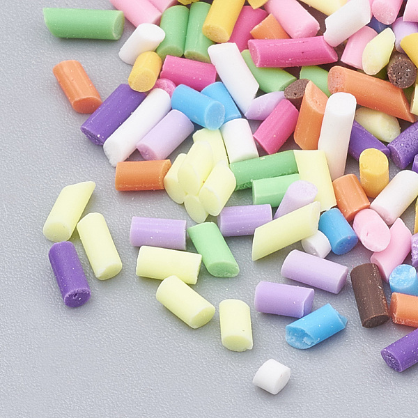 

PandaHall Handmade Polymer Clay Sprinkle Beads, Fake Food Craft, No Hole, Mixed Color, 2.5~12.5x1.5mm Polymer Clay Column Multicolor