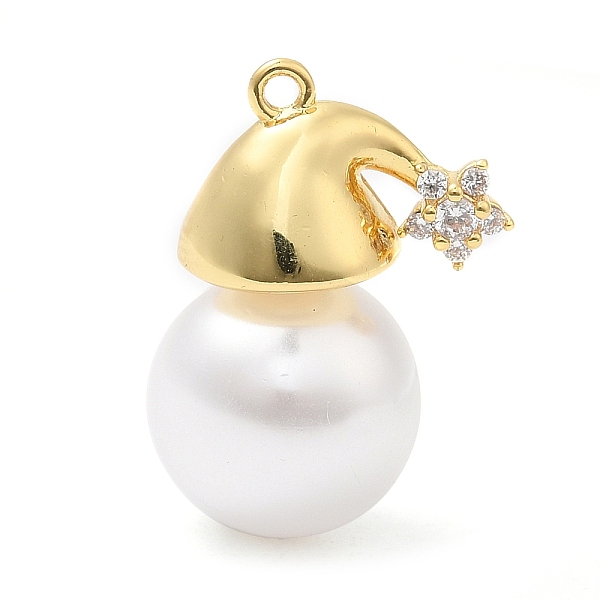 

PandaHall Rack Plating Brass Pave Cubic Zirconia Pendants, with Plastic Pearl, Long-Lasting Plated, Cadmium Free & Lead Free, Christmas Hat..., Clear