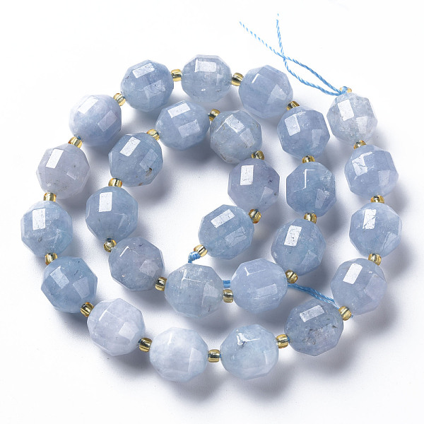 

PandaHall Natural Dolomite Beads Strands, Dyed, Faceted, with Seed Beads, Double Terminated Point Prism Beads, Bicone, Light Blue...