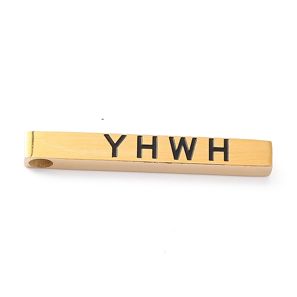 

PandaHall Ion Plating(IP) 201 Stainless Steel Pendants, Laser Cut, Rectangle with Word Yhwh, Golden, 40x5x5mm, Hole: 3.5mm 201 Stainless...