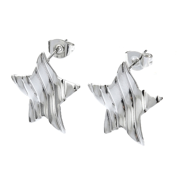 

PandaHall 201 Stainless Steel Stud Earrings, with 304 Stainless Steel Pins, Twist Star, Stainless Steel Color, 18x18mm 201 Stainless Steel...