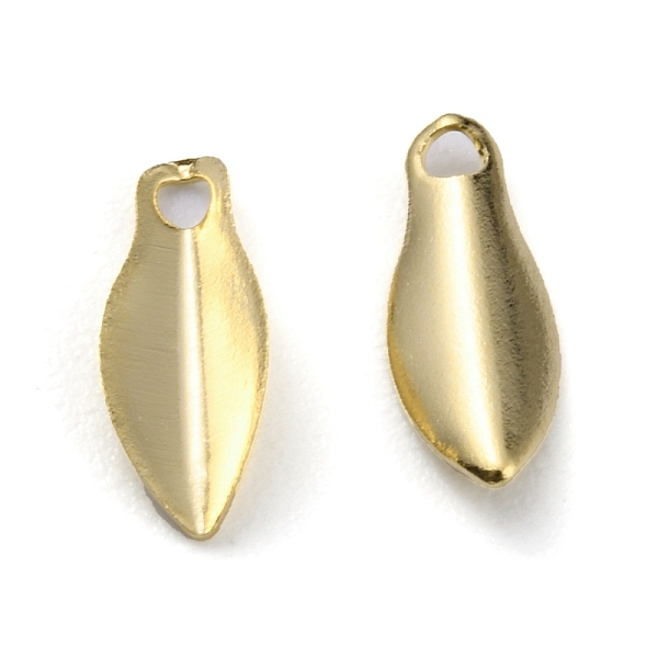 

PandaHall Brass Charms, Long-Lasting Plated, Leaf, Real 24K Gold Plated, 9x3.5x1.5mm, Hole: 1mm Brass Leaf