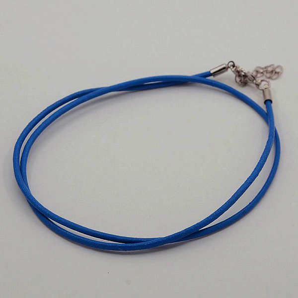 

PandaHall Leather Cord Necklace Making, with Brass Lobster Claw Clasps and Brass Tail Chains, Blue, 18~18.5 inch Leather Blue