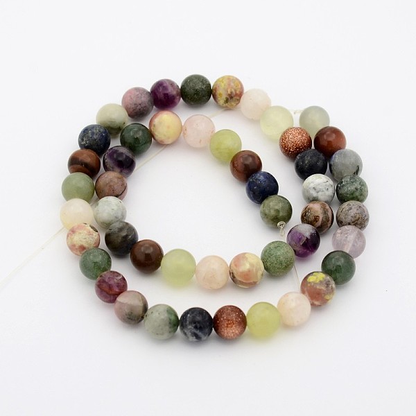 

PandaHall Natural & Synthetic Mixed Gemstone Beads Strands, Round, 10mm, Hole: 1mm, about 40pcs/strand, 15.7 inch Mixed Stone Round