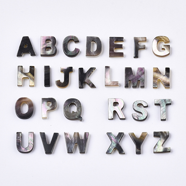 

PandaHall Natural Black Lip Shell Beads, Top Drilled Beads, Random Mixed Letters, 8.5~11.5x6~11.5x2.5mm, Hole: 0.6mm Black Lip Shell Letter...