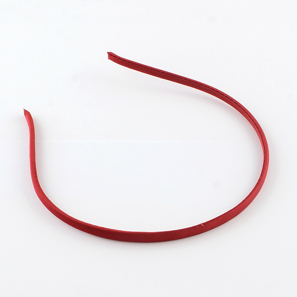 

PandaHall Hair Accessories Iron Hair Band Findings, Covered with Cloth, Dark Red, 120~128mm Iron Red