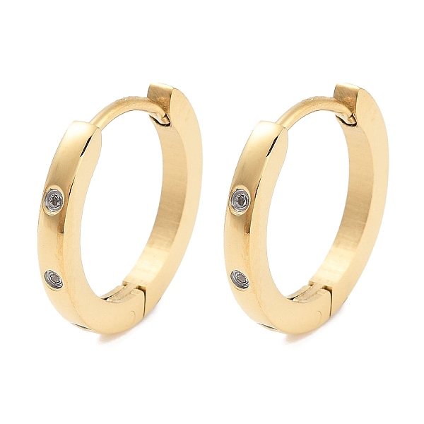 

PandaHall Ion Plating(IP) 304 Stainless Steel Pave Clear Cubic Zirconia Square Huggie Hoop Earrings for Women, with 316 Surgical Stainless...