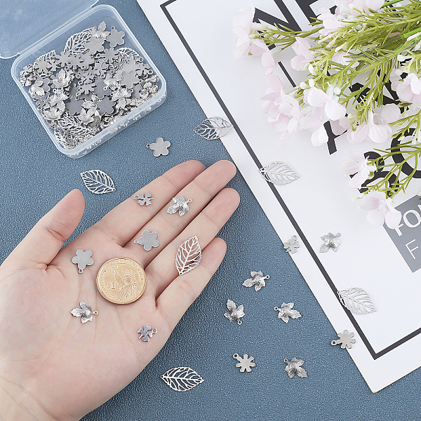 

PandaHall Unicraftale 304 Stainless Steel Pendants, Mixed Shapes, Stainless Steel Color, 120pcs/box 304 Stainless Steel Mixed Shapes