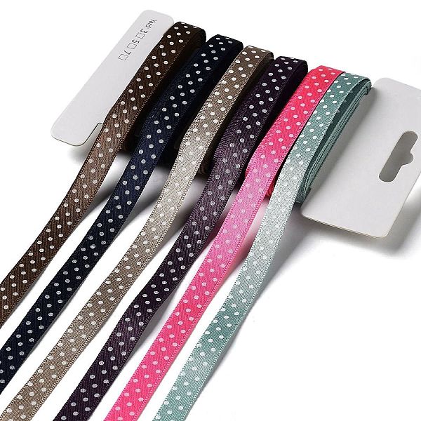 

PandaHall 18 Yards 6 Colors Polyester Polka Dot Ribbon, for DIY Handmade Craft, Hair Bowknots and Gift Decoration, Rainbow Color Palette..., Multicolor