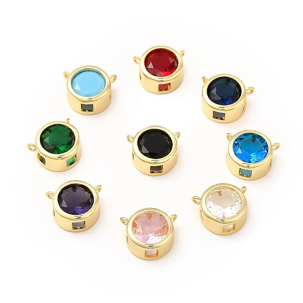 

PandaHall Rack Plating Brass Pave Cubic Zirconia Connector Charms, Cadmium Free & Lead Free, Real 18K Gold Plated, Flat Round Links, Mixed..., Multicolor