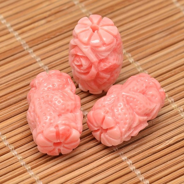 

PandaHall Dyed Carved Column Synthetic Coral Beads, Light Coral, 19x12mm, Hole: 2mm Synthetic Coral Column