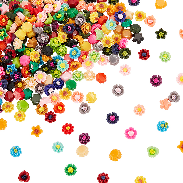 

PandaHall Olycraft 250Pcs 5 Styleds Opaque Resin Cabochons, Nail Art Decoration Accessories, Flower, Mixed Color, 5.5~6x3~4mm, 50pcs/style..., Multicolor