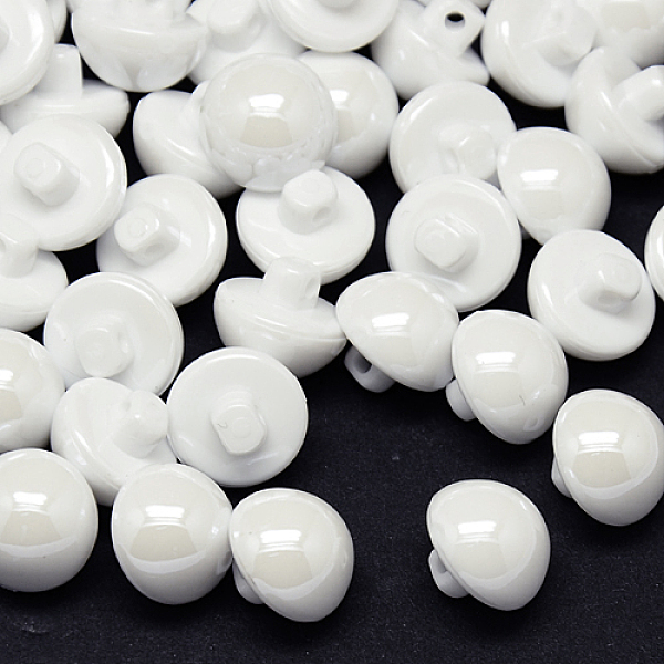 PandaHall Taiwan Acrylic Shank Buttons, Full Pearl Luster, 1-Hole, Dome, WhiteSmoke, 8x8mm, Hole: 1mm Acrylic Half Round White