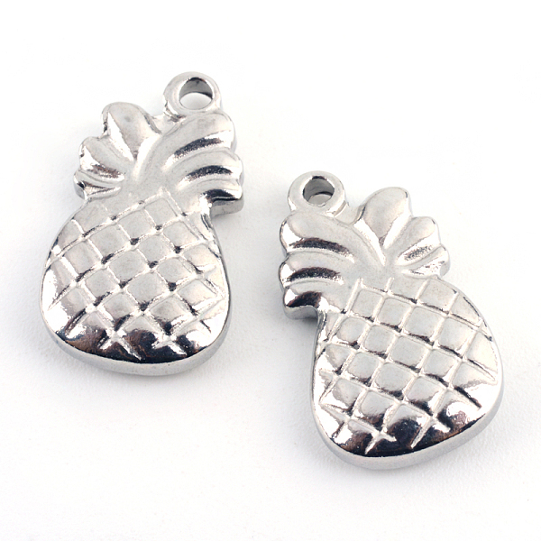 

PandaHall 304 Stainless Steel Pineapple Pendants, Stainless Steel Color, 18x11x3mm, Hole: 1.5mm 304 Stainless Steel Fruit