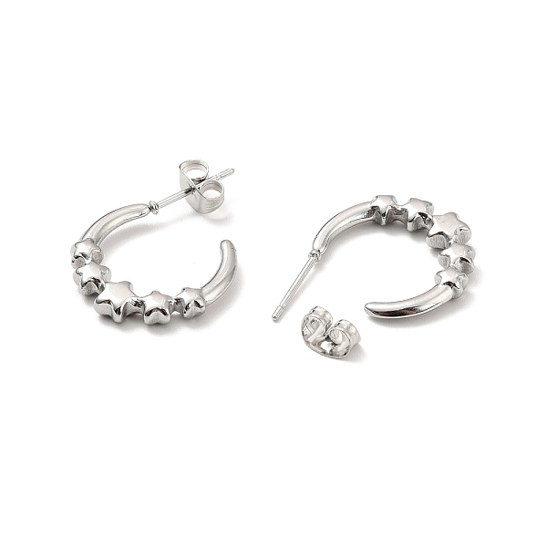 

PandaHall 304 Stainless Steel Star Stud Earring, Half Hoop Earrings for Women, Stainless Steel Color, 17x18x3mm, Pin: 0.7mm 304 Stainless...