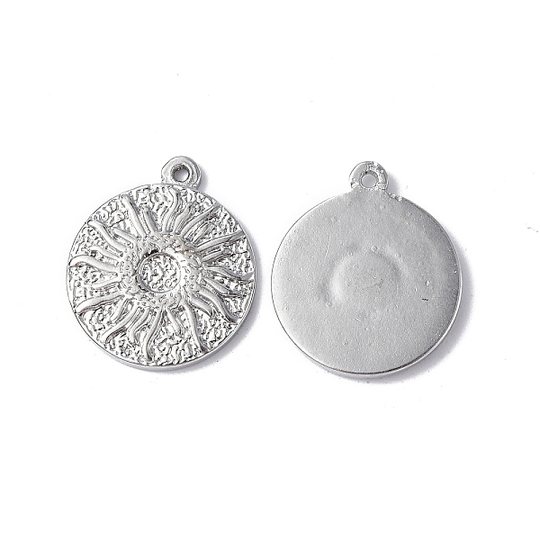 

PandaHall 304 Stainless Steel Pendants, Textured, Flat Round with Sun Charm, Stainless Steel Color, 17.5x15x2mm, Hole: 1mm 304 Stainless...
