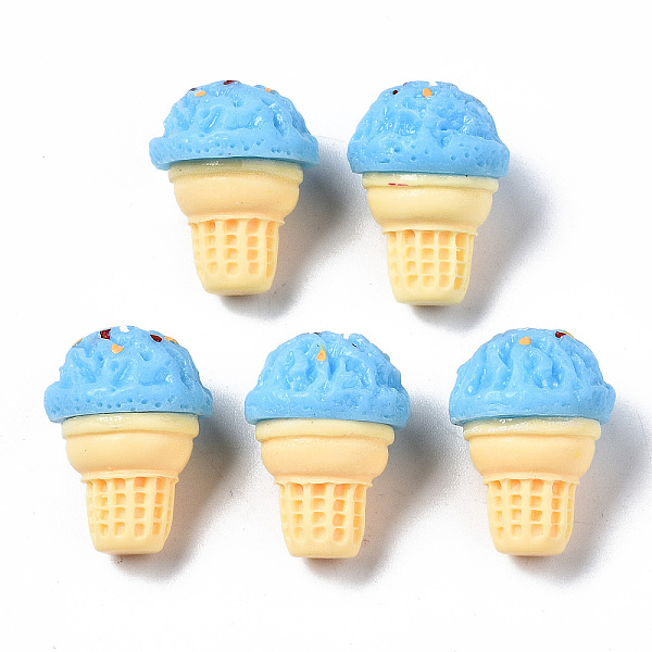 

PandaHall Spray Painted Resin Cabochons, Ice Cream, Cornflower Blue, 22~23x17x16.5mm Resin Food