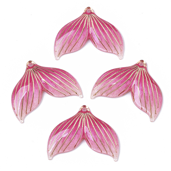 

PandaHall Transparent UV Printed Acrylic Pendants, with Spray Paint Bottom, Whale Tail Shape, Deep Pink, 24.5x29.5x4mm, Hole: 1.4mm Acrylic...