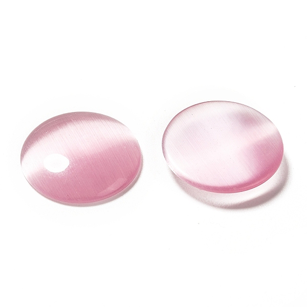 

PandaHall Cat Eye Glass Cabochons, Half Round/Dome, Pink, about 18mm in diameter, 4.8mm thick Glass Half Round Pink
